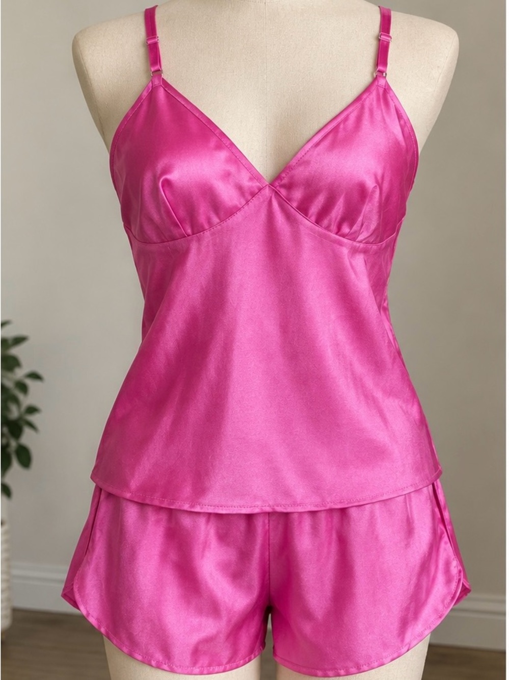 Victoria's Secret Satin Camisole & Shorts Set - Hot Pink